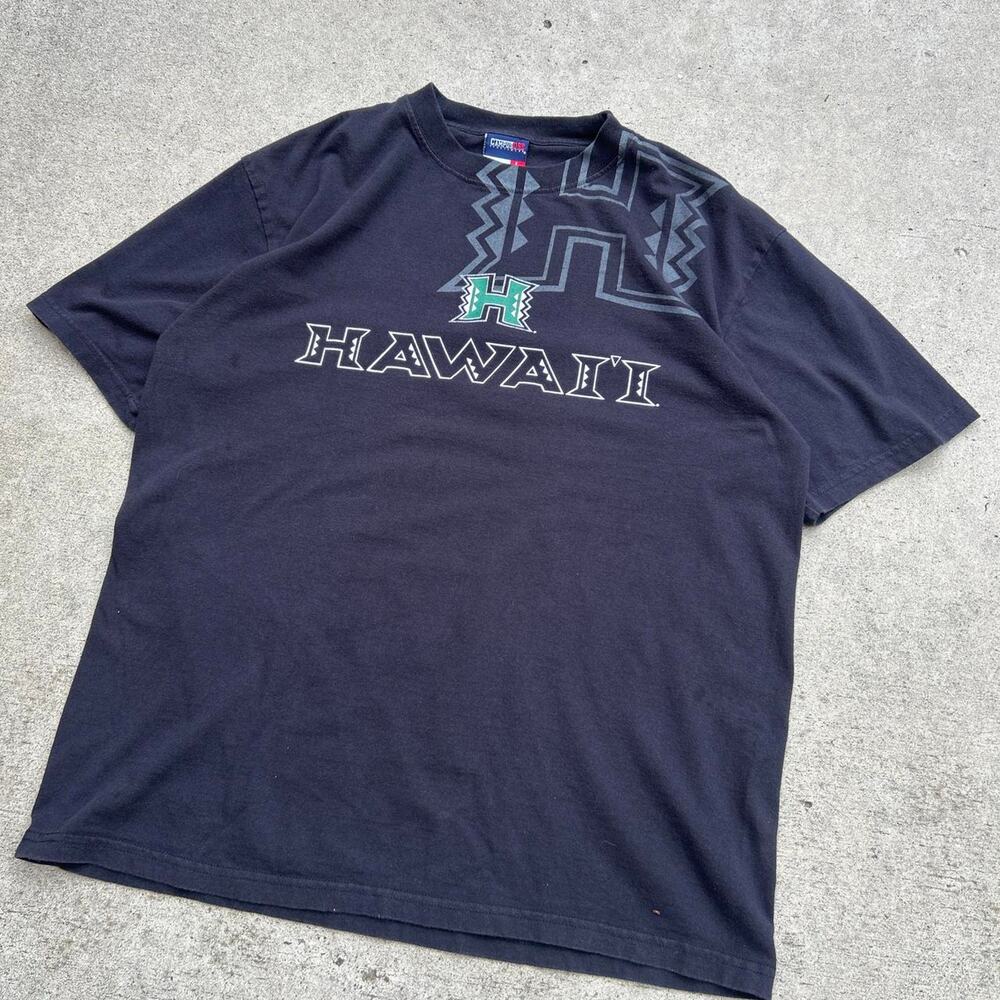 2000s hawaii university black graphic tee Size Large